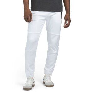 Spyder Mens White Textured Pique Knit Zip Pockets Tech Fleece Joggers Sz L New